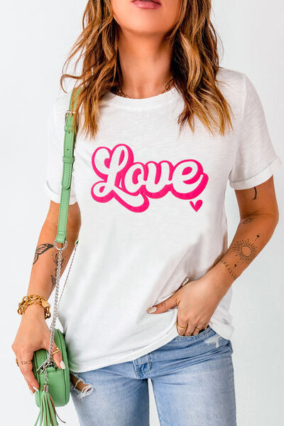 LOVE Round Neck Short Sleeve T-Shirt