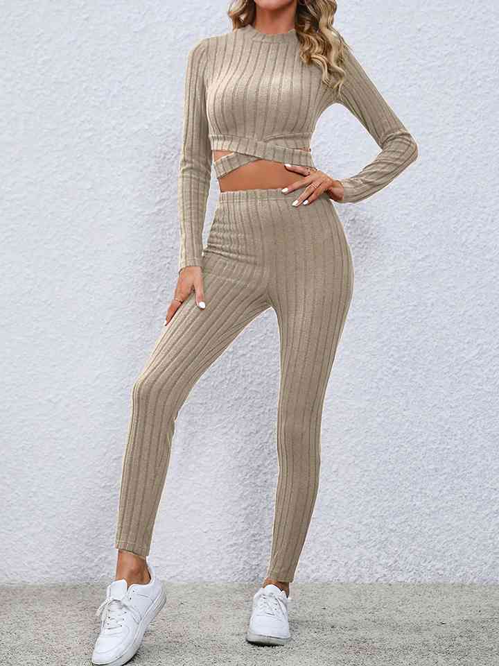 Crisscross Knit Top and Leggings Set